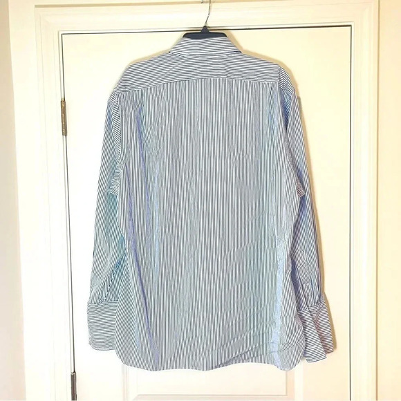 Mens Polo Ralph Lauren Regent Custom Fit Blue White Stripe Poplin Shirt 18-35 - Picture 3 of 5